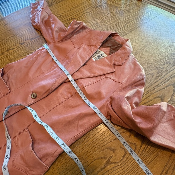 Remy Vintage Salmon Pink Leather Jacket Blazer Size 8 Fits Small Buttery Soft - Picture 7 of 7